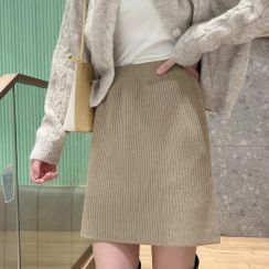 3Pcs Womens Stretch Ribbed Knit Half Skirt