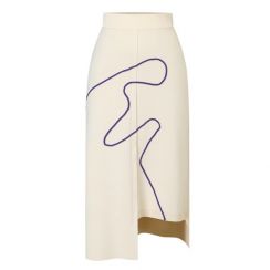 5Pcs Beige Elegant Flared Knit Pencil Skirt