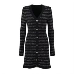 2Pcs Casual Spark Knit Midi Dress