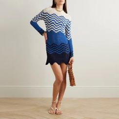 Fall and Winter Round Neck Long Sleeve Striped Knit Dresses