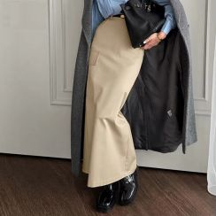 2Pcs Fashion Office Womens Slit Straight Skirt