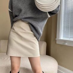 Soft Elegant Leather Womens Winter Short Skirts