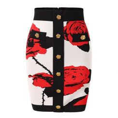 Womens High grade Floral Jacquard Knit Pencil Skirt