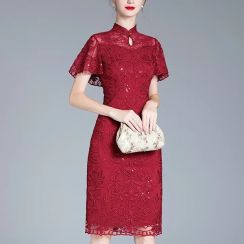 Formal High Split Red Cheongsam Evening Gowns