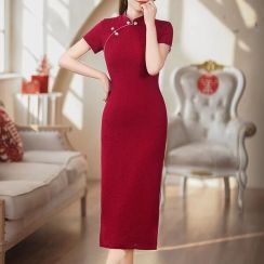 Modern Chinese Traditional Jacquard Fabric Cheongsam