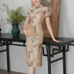 3Pcs Chinese Cotton And Linen Cheongsam Dress